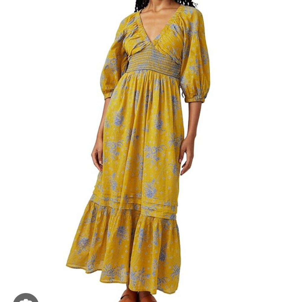 Free People Golden Hour Smocked Maxi Dress